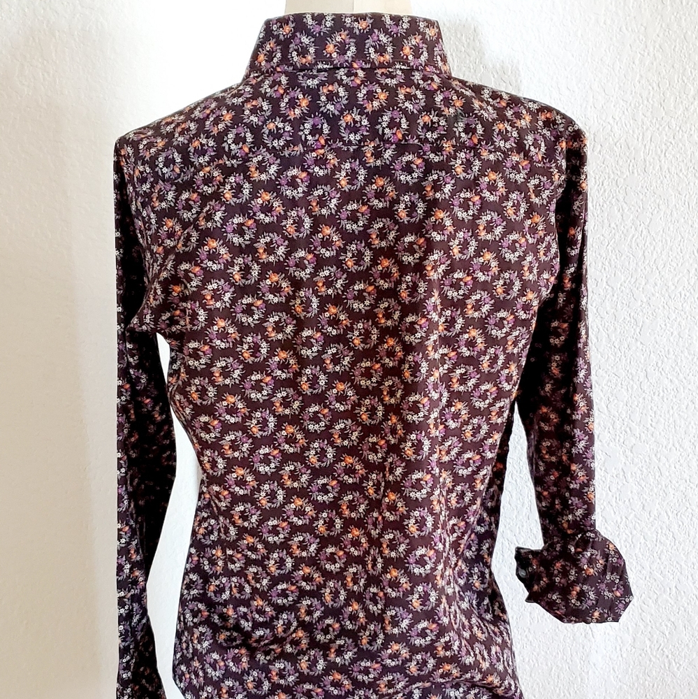 Vintage Pattern Structured Button Down Blouse - image 3